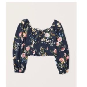 Abercrombie Women’s Puff Sleeve Lace Up Sweetheart Blouse